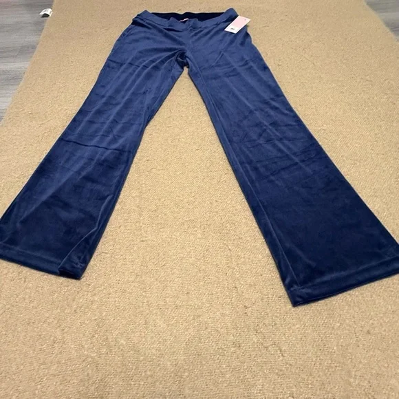Juicy Couture Velour Track Pants Navy Blue Bling Logo NWT Large - Picture 3 of 15